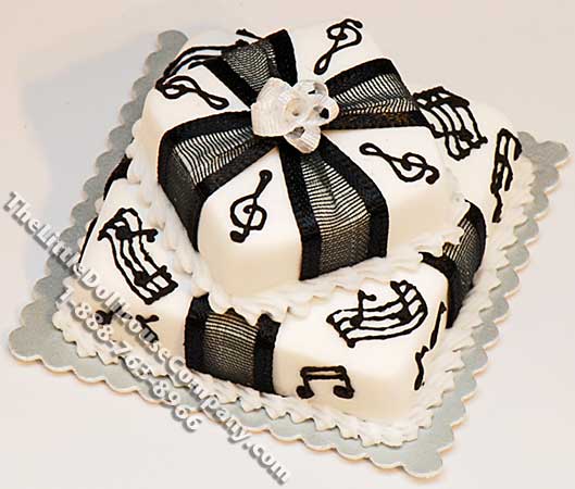 (image for) Dollhouse Scale Model Two Tiered Music Themed Cake